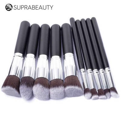 10pcs brown vegan foundation brush set makeup brush with bag