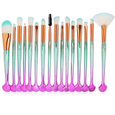 Multipurpose Make-up Face Tail Gold Beauty Need 16pcs Mermaid Foundation Makeup Brush